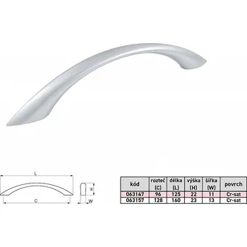 Nábytkové kování PALOMA 96 cr/Mat