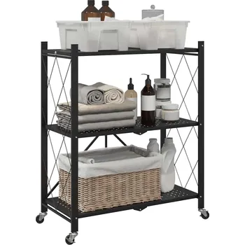 Koupelnový nábytek vidaXL Úložná police na kolečkách černá 71 x 34 x 88 cm ocel [4012385]