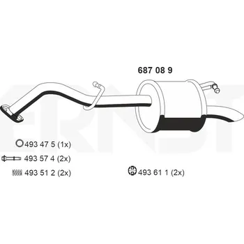 Tlumič výfuku Zadní tlumič výfuku ERNST 687089