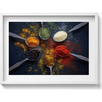 Obraz Elegantní obraz do obýváku Kuchyňské lžíce s barevným kořením 70x50 cm