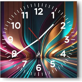 Hodiny Kuchyňské nástěnné hodiny 30x30 Linie Skleněné hodiny do obýváku Moderní Tiché