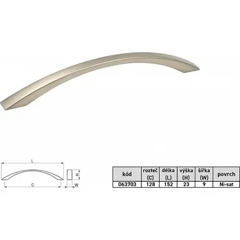 Nábytkové kování TAMIKA I 128mm NI-SAT úchytka 063703