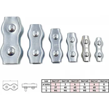 Lano Lanová svorka DUPLEX pro lanko 2mm Bílý Zn M4