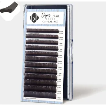 BL LASHES SUPER FLAT LASH C 0.15 MIX hnědé (Deep Brown)