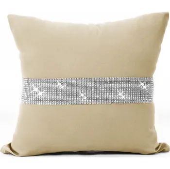 Polštář Polštář GLAM se zirkony béžová 40x40 cm Mybesthome Varianta: Povlak na polštář, 40x40 cm