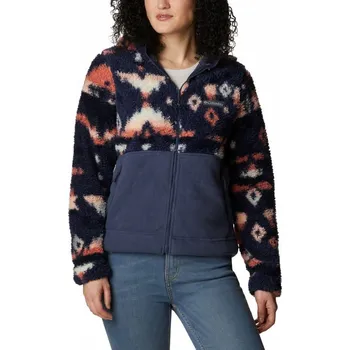 Dámská mikina Columbia fleecová mikina Winter Pass Sherpa Hooded 2022/2023 Nocturnal Rocky MT Print, Nocturnal XS Dámské