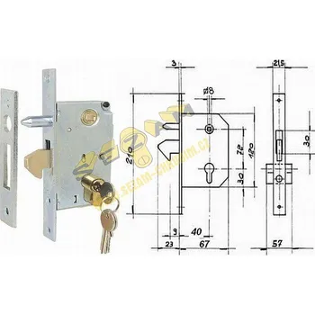 Nábytkové kování Zámek 447/PB hák+trn+vložka 72/40/67 032115