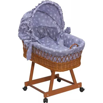 Scarlett Hvězdička proutěný košík pro miminko s boudičkou , šedý košík pro miminko Scarlett Hvězdička proutěný košík pro miminko s boudičkou , šedý