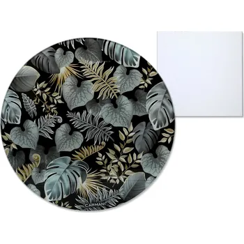 Kuchyňské prkénko Carmani - Skleněné krájecí prkénko kulaté, Listy - Ø 30 cm