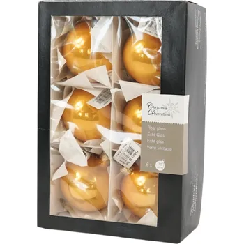 Vánoční ozdoba Textilomanie Gold sada skleněných vánočních ozdob 7 cm lesklá zlatá 6 ks