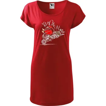 Dámské šaty DOBRÝ TRIKO Dámské tričko/šaty Santa na motorce Velikost: S, Barva: Červená