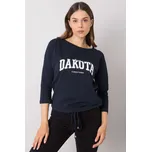 RUE PARIS Dlouhé triko tmavě modré s potiskem Velikost: XL