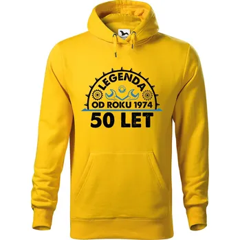 Pánská mikina DOBRÝ TRIKO Pánská mikina s potiskem Legenda 50 let Velikost pánské mikiny: 3XL, Barva: Žlutá