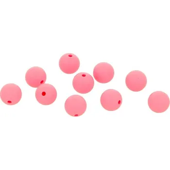 Dětské navlékací korálky Natana silikonové korálky výrazne růžové 12 mm 10 kusů