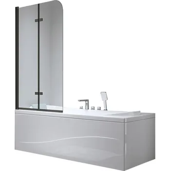 Vanová zástěna BPS-koupelny Dvoudílná vanová zástěna HYD-PR04 90x140 černá/transparent