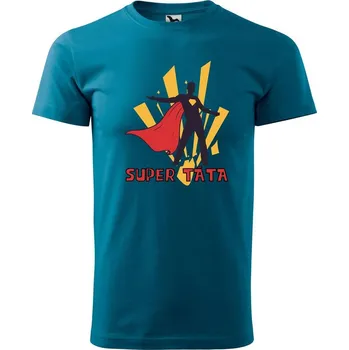 Pánské oblečení DOBRÝ TRIKO Pánské tričko s potiskem Super táta Velikost: XS, Barva: Petrolejová