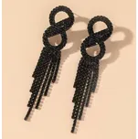 B-TOP Dlouhé krystalové náušnice se střapci Nekonečno - černé