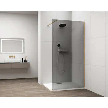 ESCA GOLD MATT jednodílná sprchová zástěna k instalaci ke stěně, kouřové sklo, 800 mm