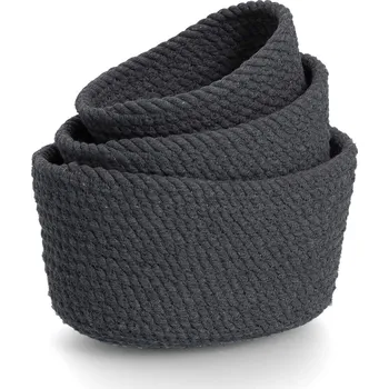 Příbor Zeller Sada bavlněných úložných košíků o různé velikosti, 3 ks, černá