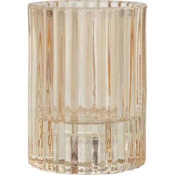 Svícen Homea Proužkovaný svícen z barvitého skla, ⌀ 5,5 cm, béžový