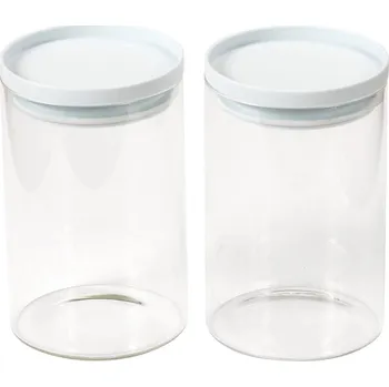 Sada dvou dóz na potraviny, 10 x 15 cm, bílé víko, Kesper