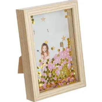 Rám na obraz Atmosphera Stojánek na fotku s flitrem růžový a zlatý 12 x 17 cm