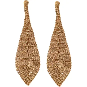 Náušnice B-TOP Dlouhé krystalové náušnice Kapka - zlaté