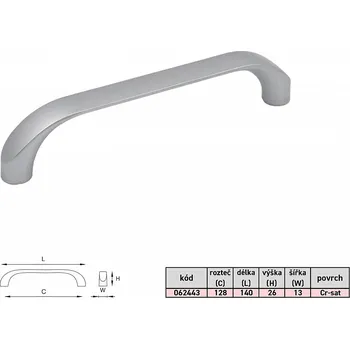 Nábytkové kování MARIKA 128mm CR-MAT úchytka