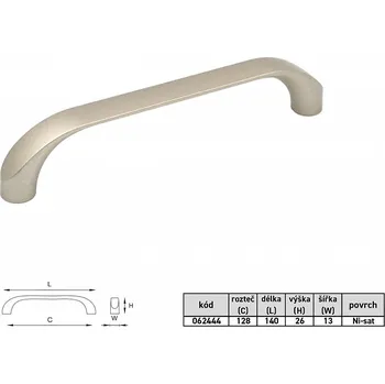 Nábytkové kování MARIKA 128mm NI-SAT úchytka