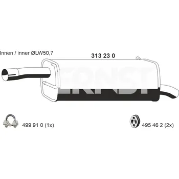 Tlumič výfuku Zadní tlumič výfuku ERNST 313230