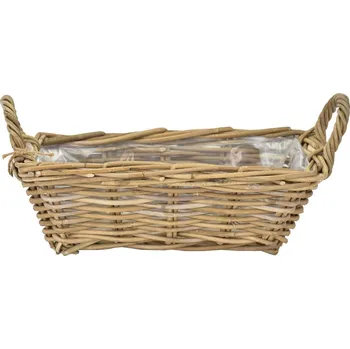 Ratanový koš Kubu s igelitovou výstelkou 37x22x12 cm, šedohnědý