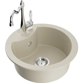 Granitový dřez MEXEN/S - Diego granitový dřez 1-miska včetně baterie Carla, béžová 6512-69-670700-00