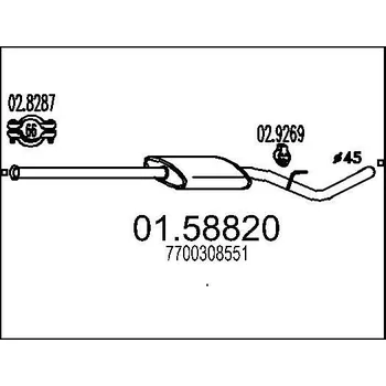 Tlumič výfuku Střední tlumič výfuku MTS 01.58820