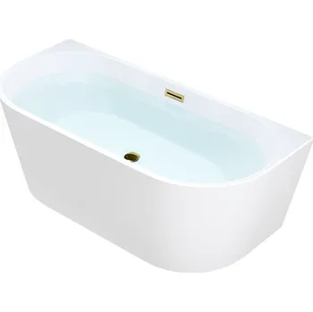 Vana BPS-koupelny Volně stojící akrylátová vana ke stěně HYD-LE527C 160x75 bílá, odtokový komplet zlatý