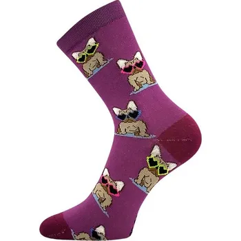 Dívčí ponožky fialové buldoček Fuski Boma Voxx