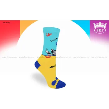 Hoza Dětské ponožky - kočička s kostrou rybičky - H1803 Barva: žlutá, Velikost: 19-22