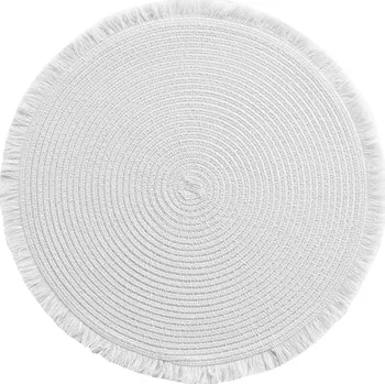 prostírání Douceur d'intérieur Prostírání na stůl s třesněmi FALBALA, Ø 38 cm, bílé