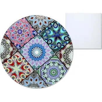 Kuchyňské prkénko Carmani - Skleněné krájecí prkénko kulaté, Mozaika - Ø 30 cm