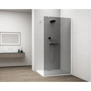 ESCA WHITE MATT jednodílná sprchová zástěna k instalaci ke stěně, kouřové sklo, 700 mm