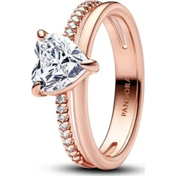 Prsten Prsten PANDORA Rose Dva kroužky a srdce 52 183100C01-52