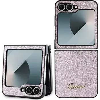 Pouzdro na mobilní telefon Guess PC/TPU Glitter Flakes Metal Logo pro Samsung Galaxy Z Flip 6