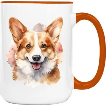 Hrnek velký barevný s potiskem Corgi 2