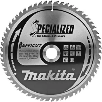 MAKITA B-67234 TCT pilový kotouč Efficut 260mmx30mmx60T B-67234, při objednávce nad 3500,-Kč doprava zdarma