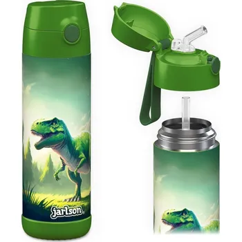 Termoska Dětská nerezová termoláhev s brčkem JARLSON CHARLI Dinosaurus 500 ml