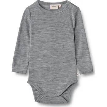 Kojenecký body Merino body dětské dlouhý rukáv šedé melange grey Lucca Wheat Velikost: 74