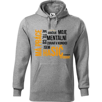 Pánská mikina DOBRÝ TRIKO Pánská mikina s potiskem Má práce je HASIČ Velikost pánské mikiny: 5XL, Barva: Tmavě šedý melír