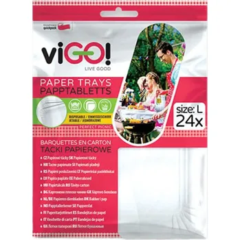 Jednorázové nádobí viGO! Tácky papírové jednorázové, 13,5x20cm, 24ks