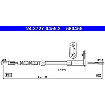 Lanko parkovací brzdy Tažné lanko, parkovací brzda ATE 24.3727-0455.2