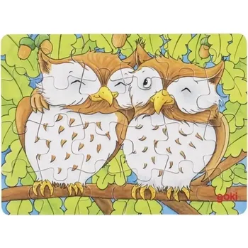 Puzzle GOKI Dřevěné puzzle: Sovy - 24 dílků