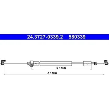 Lanko parkovací brzdy Tažné lanko, parkovací brzda ATE 24.3727-0339.2